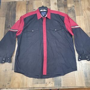 Vintage Wrangler Western Shirt Mens Extra Large Snap Button Black Red Colorblock